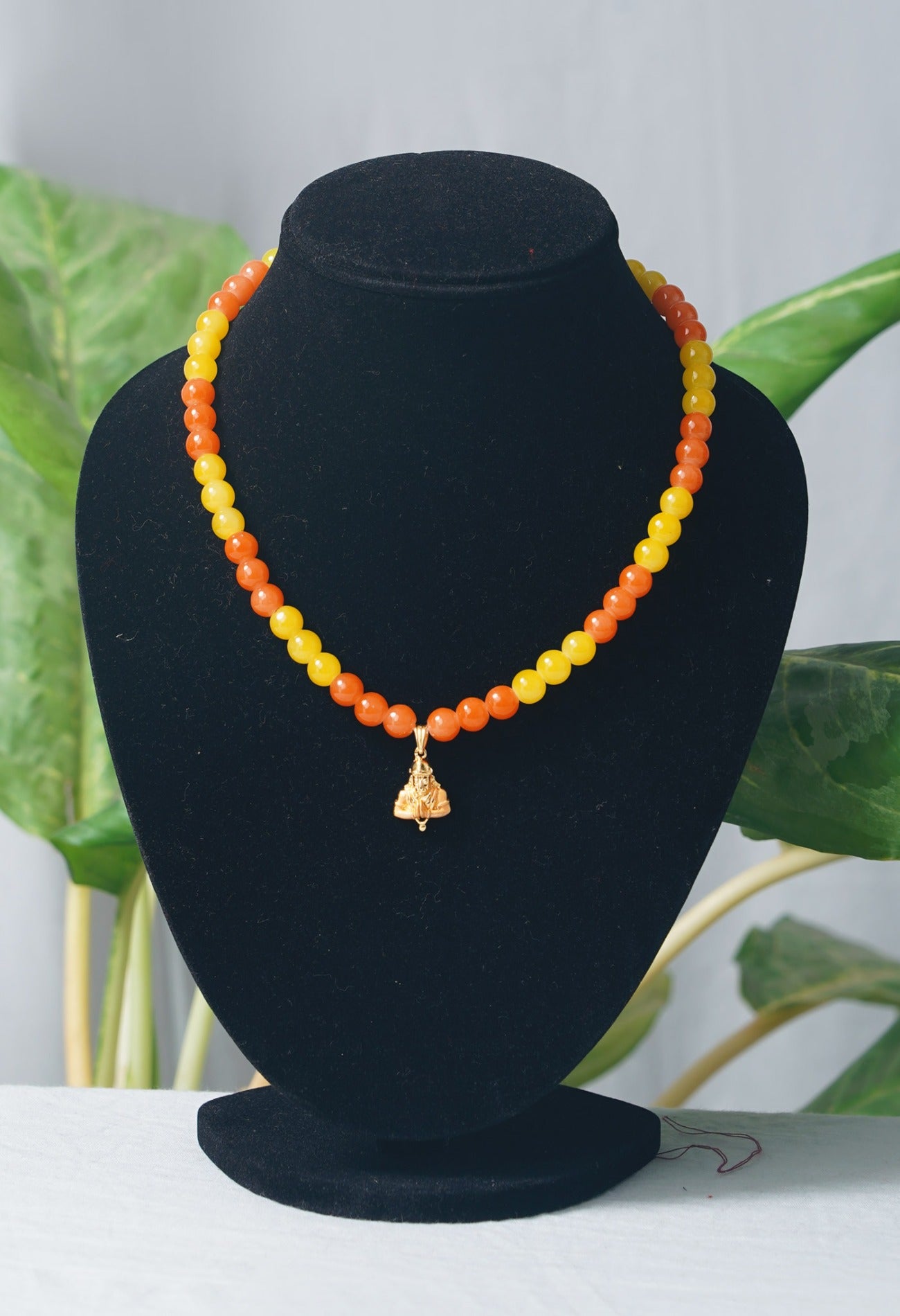 Online Shopping for Yellow and Orange Amravati Round Beads Necklace with Pendent with jewellery from Andhra pradesh at Unnatisilks.com India

