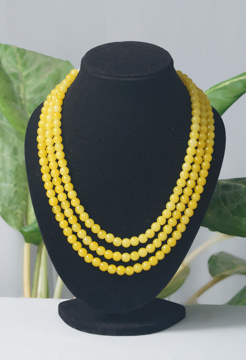 Online Shopping for Yellow Amravati Round Beads Necklace with Pendent with jewellery from Andhra pradesh at Unnatisilks.com India
