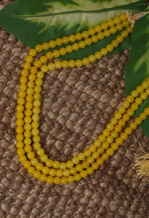 Yellow Amravati Round Beads Necklace