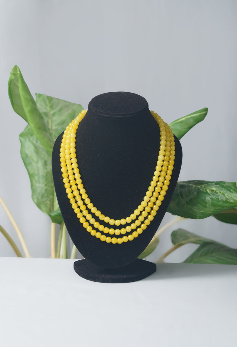 Online Shopping for Yellow Amravati Round Beads Necklace with Pendent with jewellery from Andhra pradesh at Unnatisilks.com India
