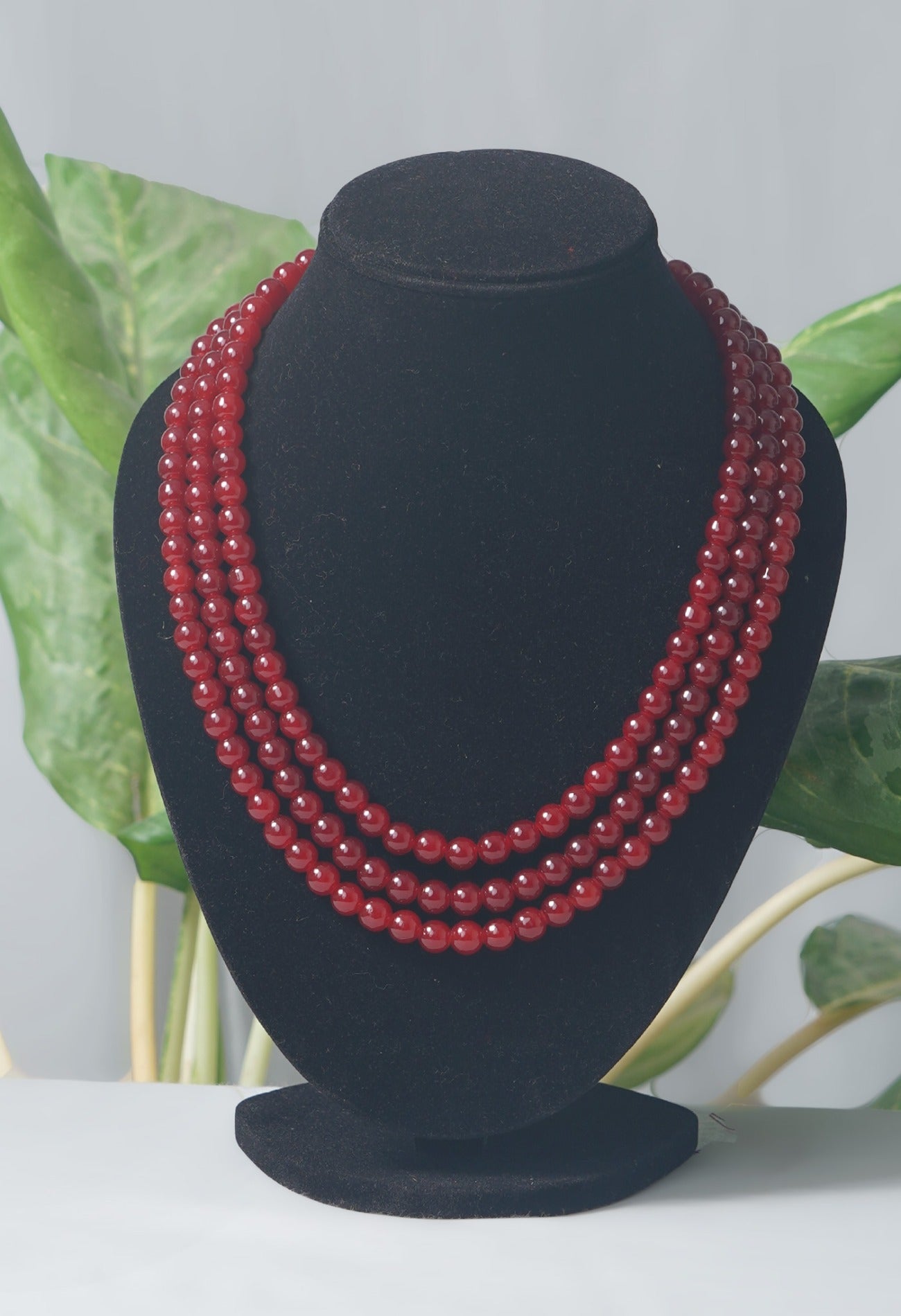 Online Shopping for Maroon Amravati Round Beads Necklace with Pendent with jewellery from Andhra pradesh at Unnatisilks.com India
