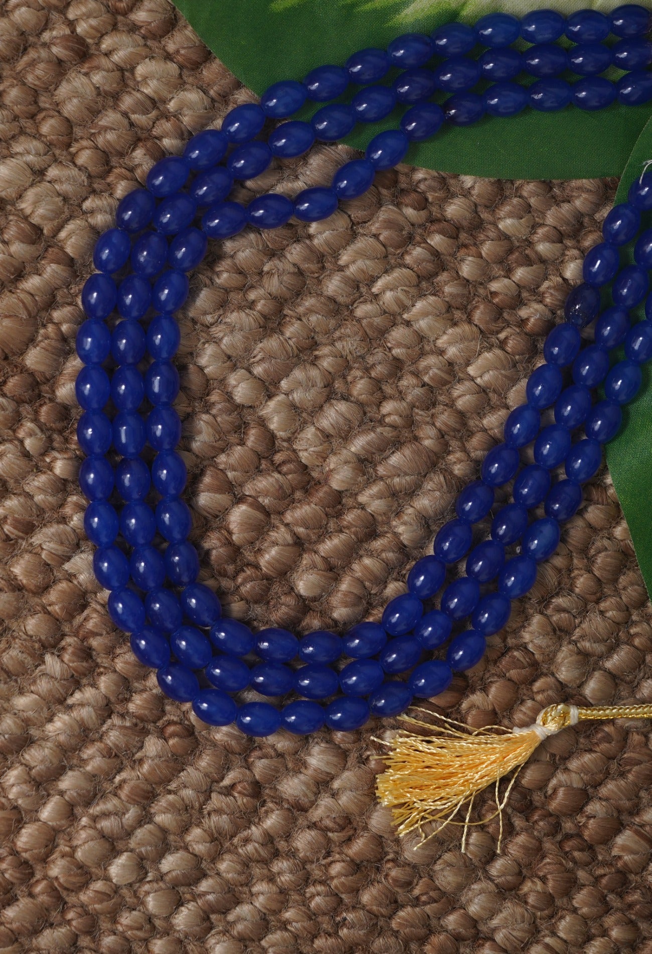 Blue Amravati Oval Beads Necklace-UJ423