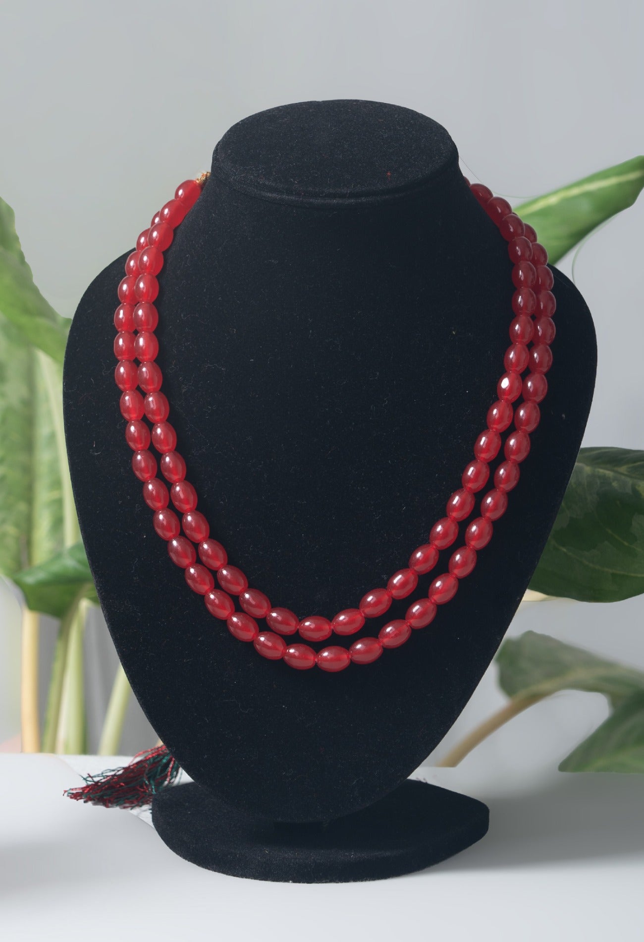 Online Shopping for Maroon Amravati Oval Beads Necklace with Pendent with jewellery from Andhra pradesh at Unnatisilks.com India
