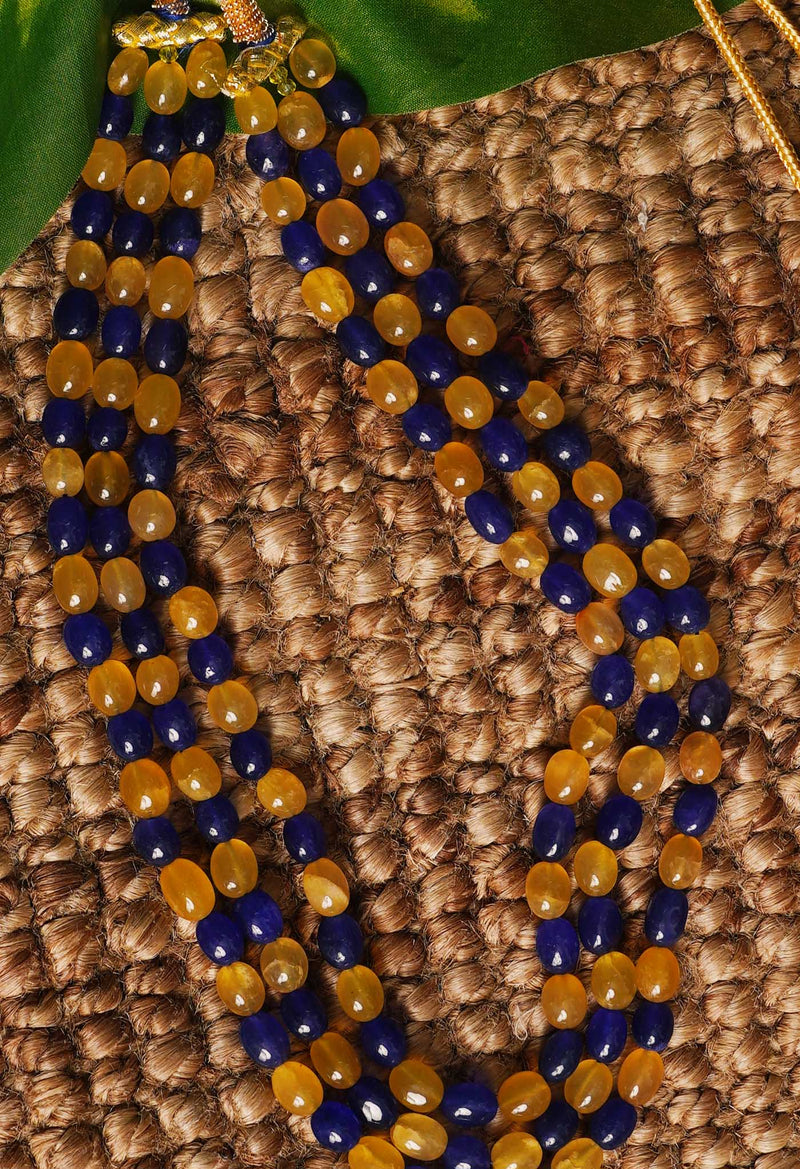Blue-Yellow Amravati Beads Necklace-UJ434