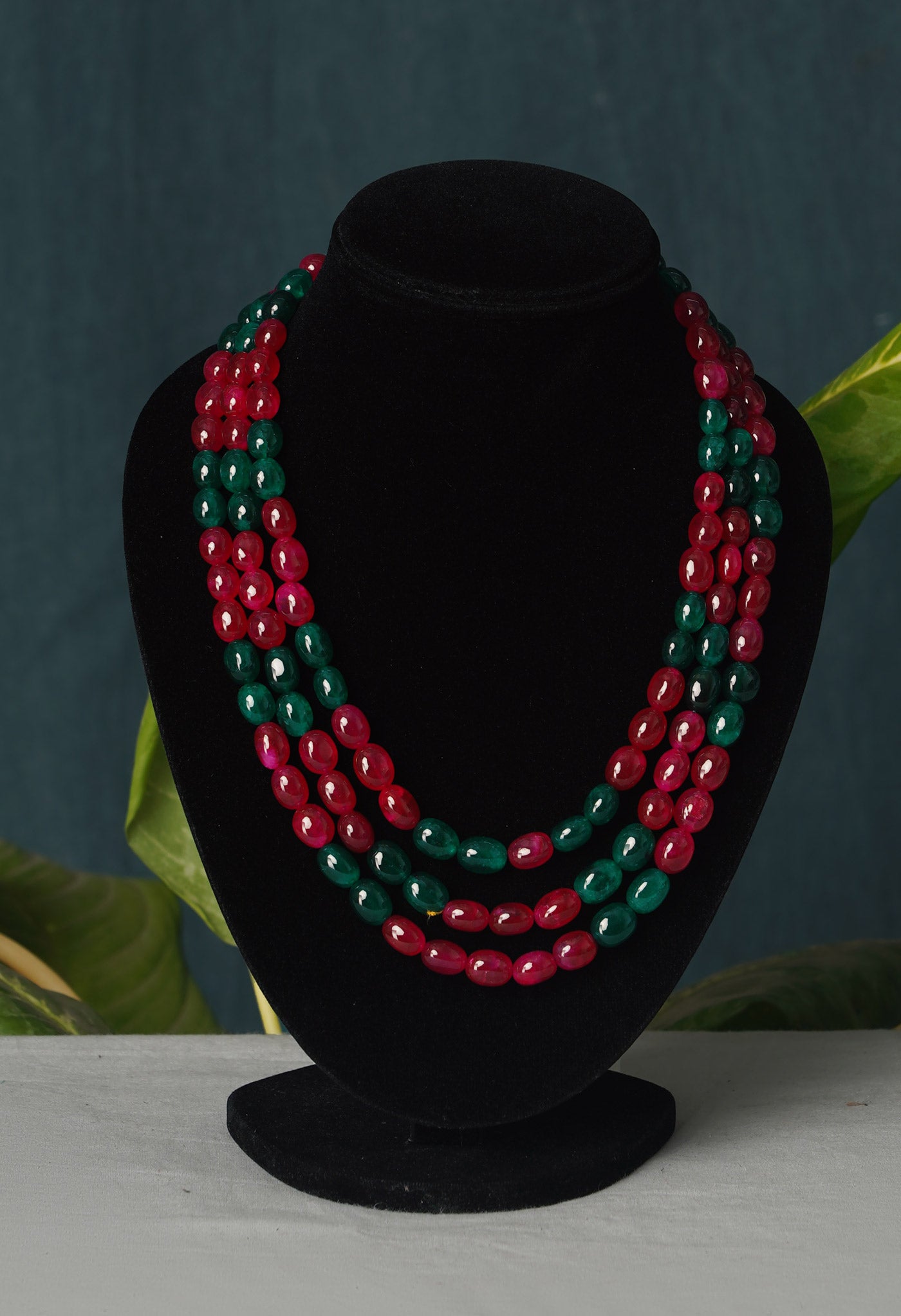 Green-Pink Amravati Beads Necklace-UJ437