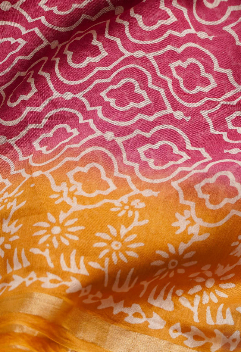 Pink-Yellow  Summer Bangalore Silk Saree-unm64686