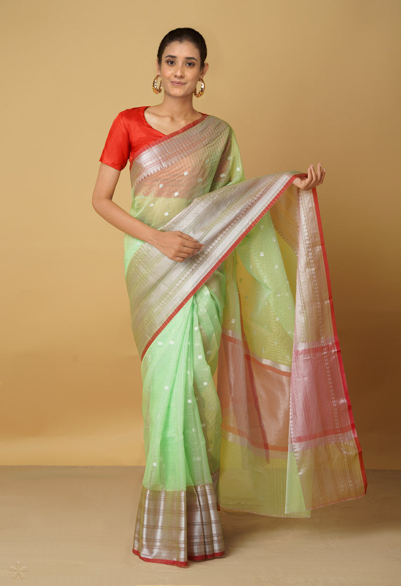 Green  Banarasi Sico Saree-UNM65307