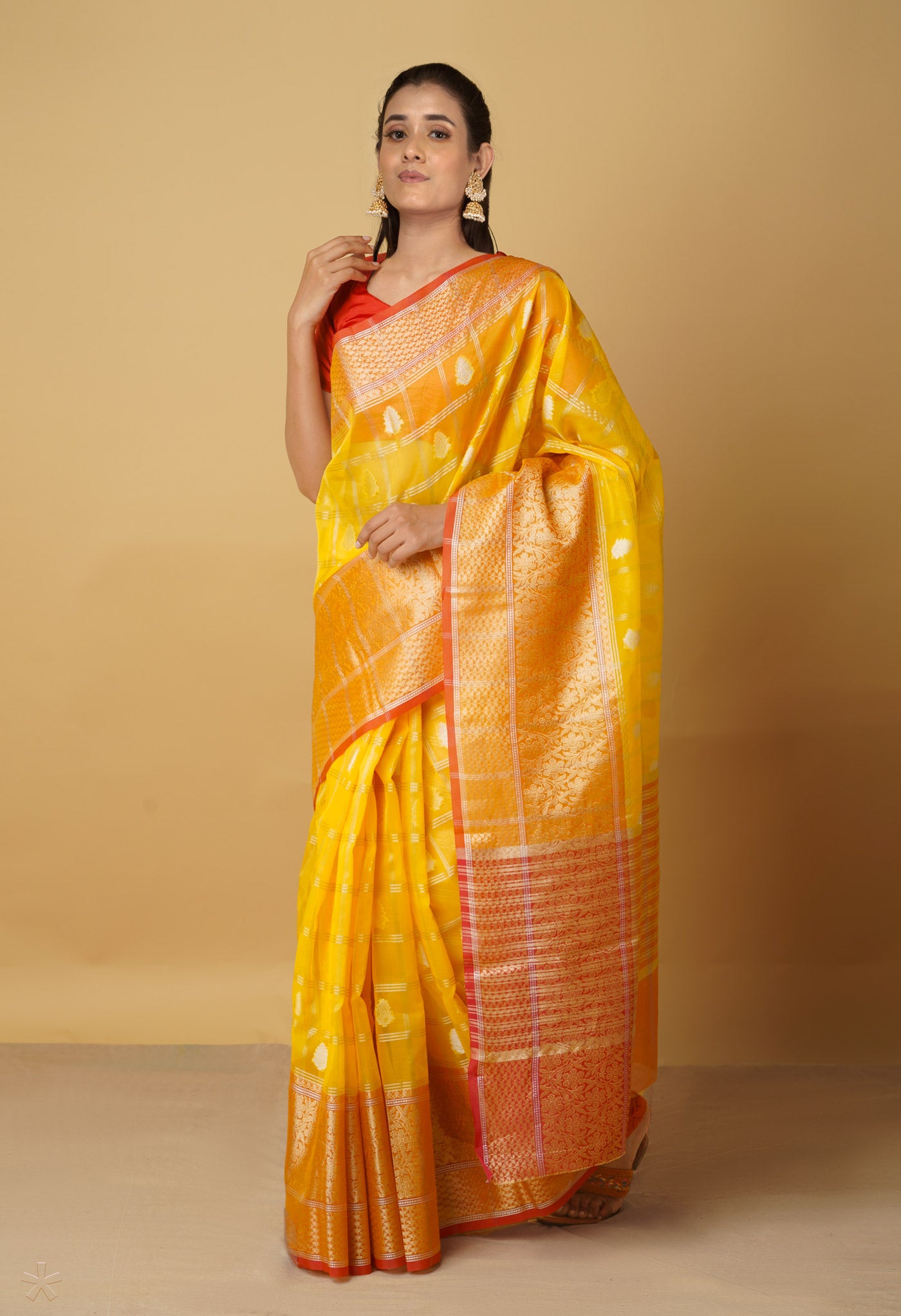 Yellow  Banarasi Sico Saree-UNM65309