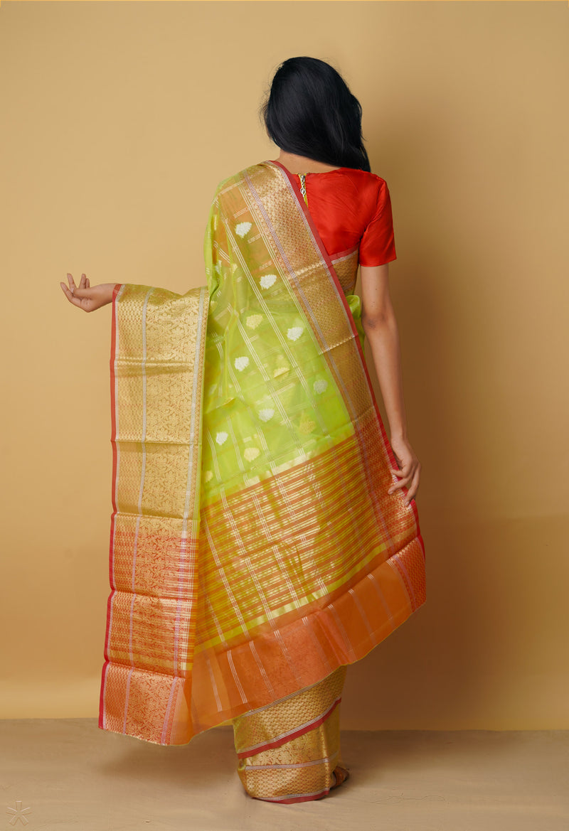 Green  Banarasi Sico Saree-UNM65312