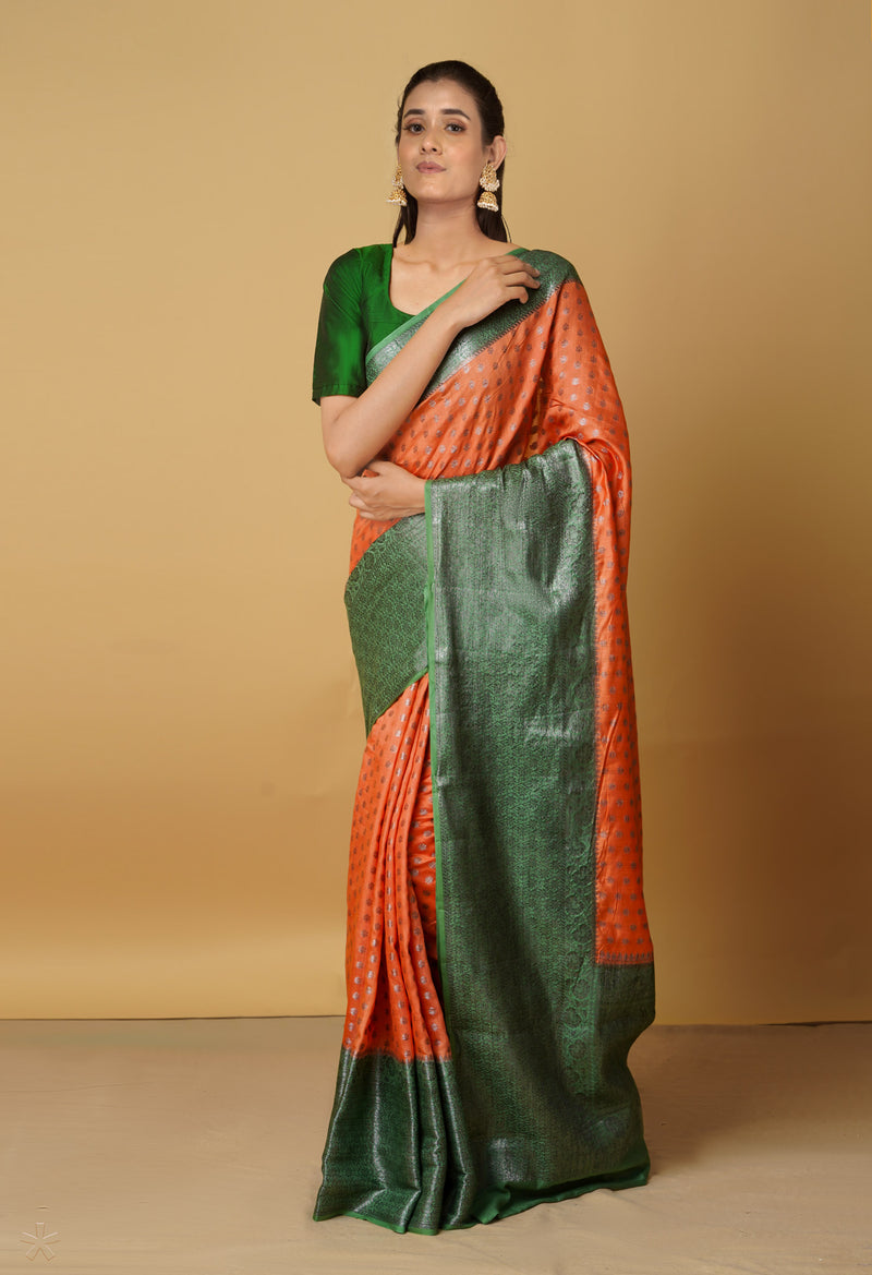 Orange  Kanjivaram Sico Saree-UNM65427