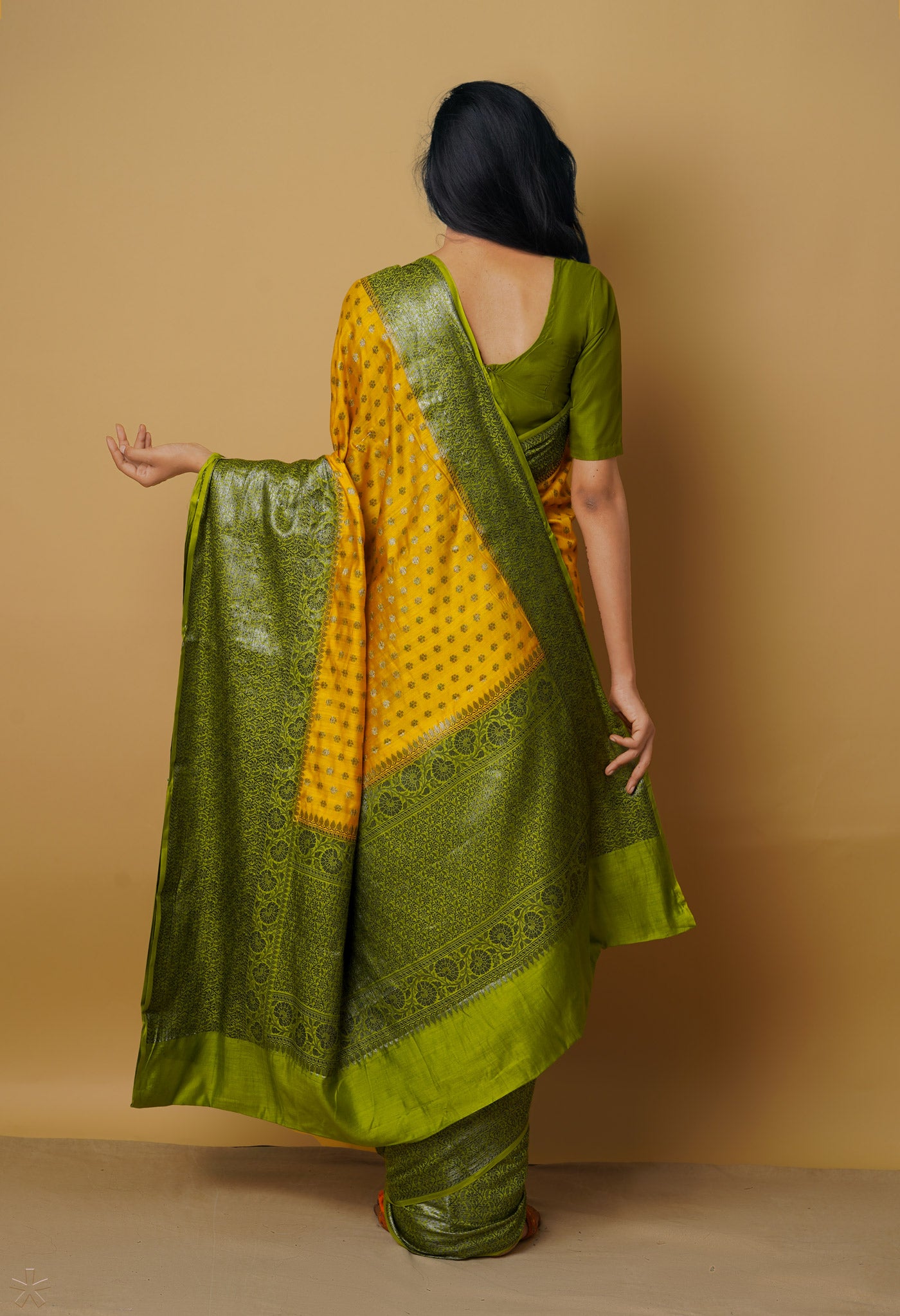 Yellow  Kanjivaram Sico Saree-UNM65432