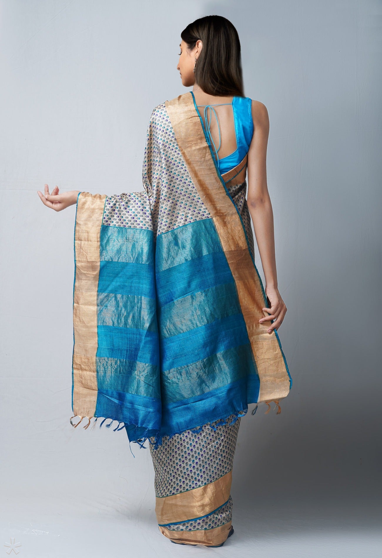 Online Shopping for Cream Pure Handloom Bengal Tussar  Silk Saree with Embroidery from Chhattisgarh at Unnatisilks.com India
