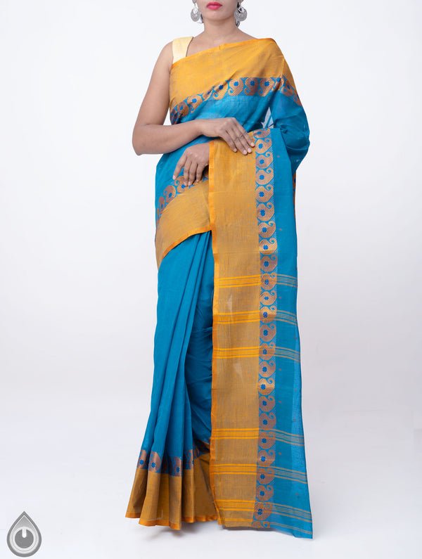 Online Shopping for Green Pure Handloom Bengal Cotton Tant Saree  with Weaving from  West Bengal at Unnatisilks.comIndia