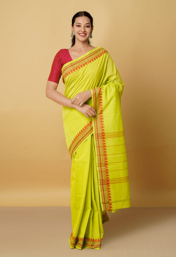 Green  Pure Handloom  Kanchi Cotton Saree -UNMP29587