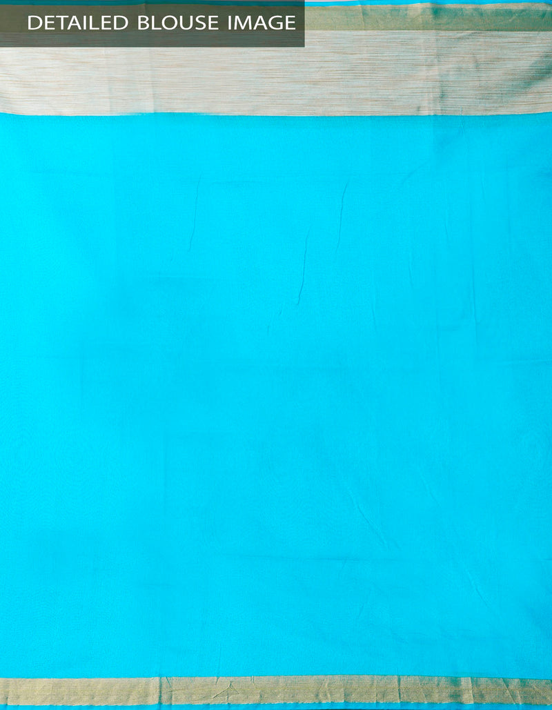 Online Shopping for Blue Chanderi Jute Saree With Tassels with Weaving from Madhya Pradesh at Unnatisilks.comIndia
