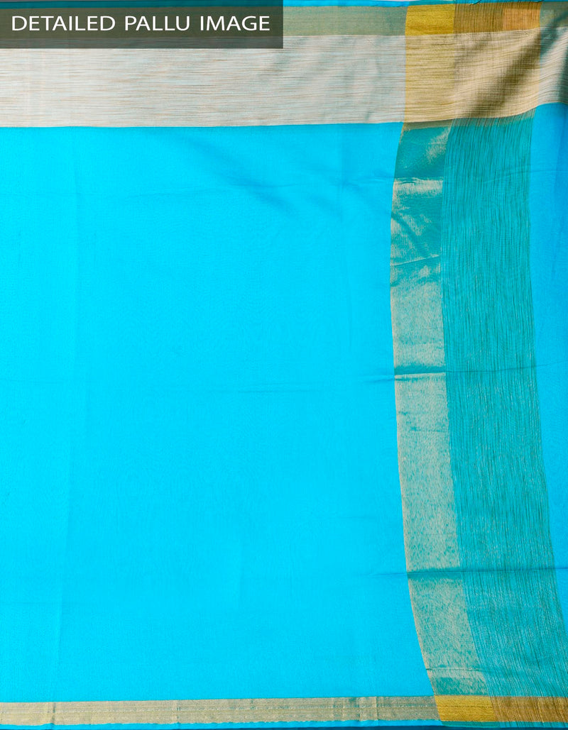 Online Shopping for Blue Chanderi Jute Saree With Tassels with Weaving from Madhya Pradesh at Unnatisilks.comIndia