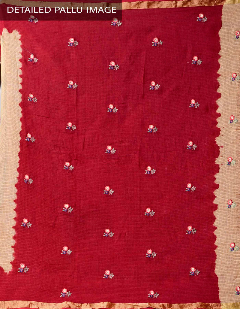 Online Shopping for Red Pure Kota Cotton Saree with Embroidery Work with  Embroidery Work from Rajasthan at Unnatisilks.comIndia