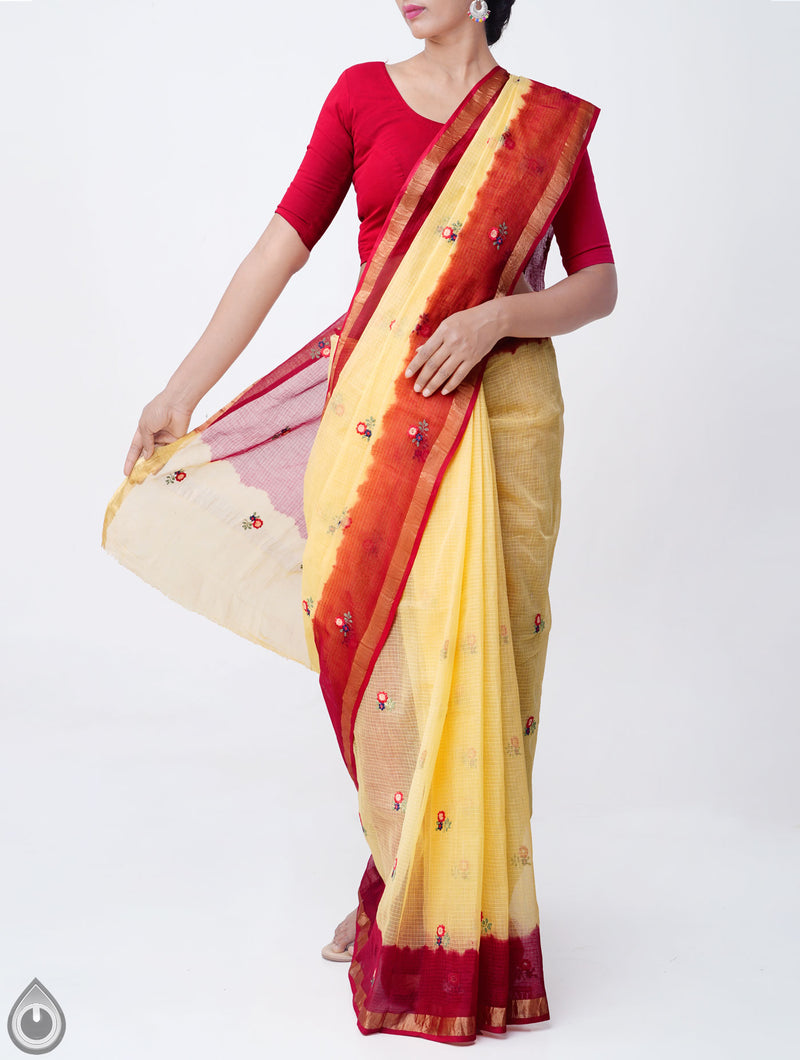 Online Shopping for Red Pure Kota Cotton Saree with Embroidery Work with  Embroidery Work from Rajasthan at Unnatisilks.comIndia