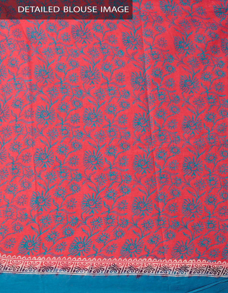 Online Shopping for Red Kota Organza Cotton Saree with Hand Block Prints from Rajasthan at Unnatisilks.comIndia