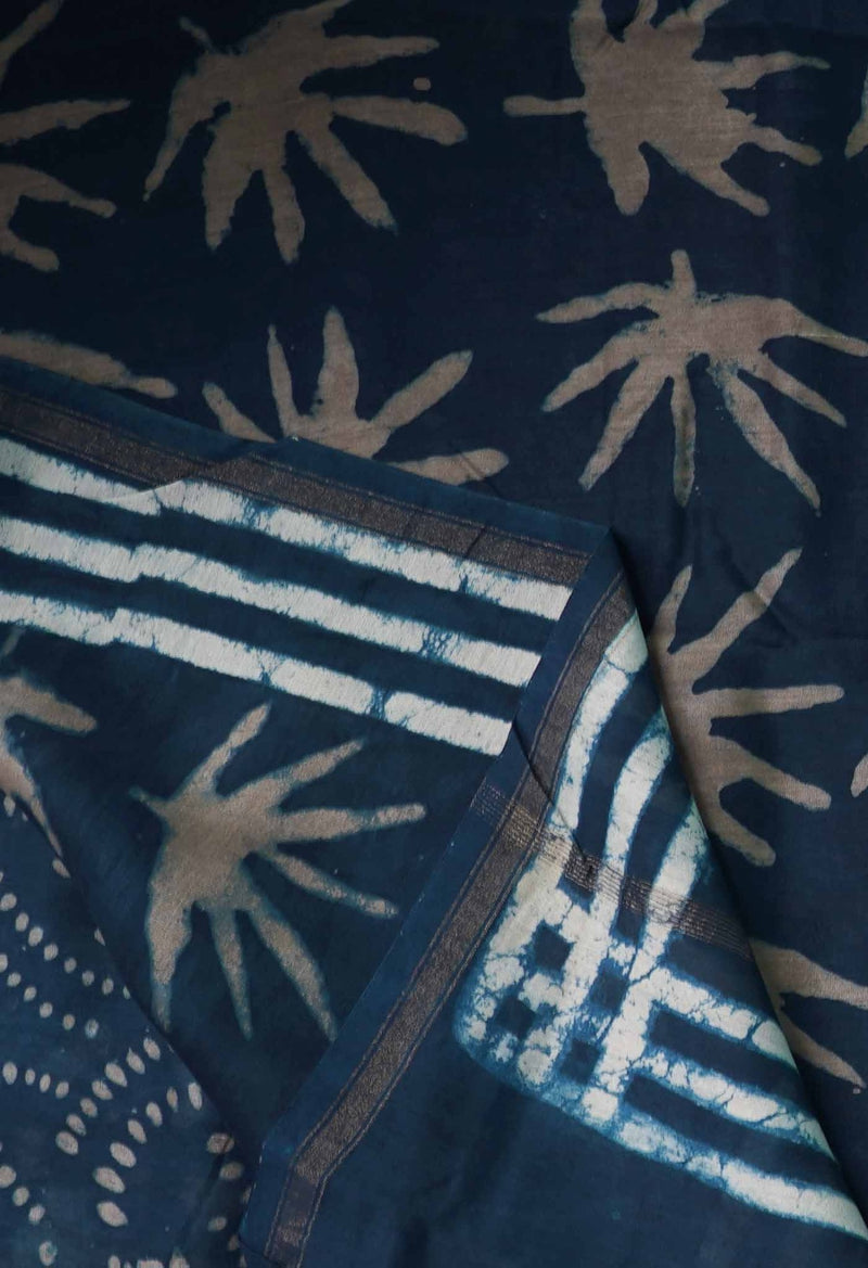 Online Shopping for Indigo Blue Dabu Printed Pure Chanderi Sico Saree. with Dabu Prints from Madhya Pradesh at Unnatisilks.comIndia
