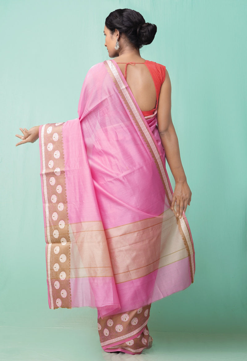 Online Shopping for Pink  Banarasi Sico Saree with Weaving from Uttar Pradesh at Unnatisilks.comIndia
