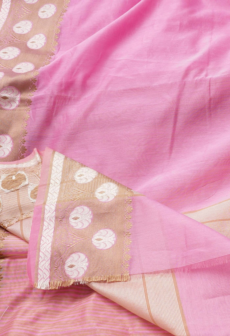 Online Shopping for Pink  Banarasi Sico Saree with Weaving from Uttar Pradesh at Unnatisilks.comIndia
