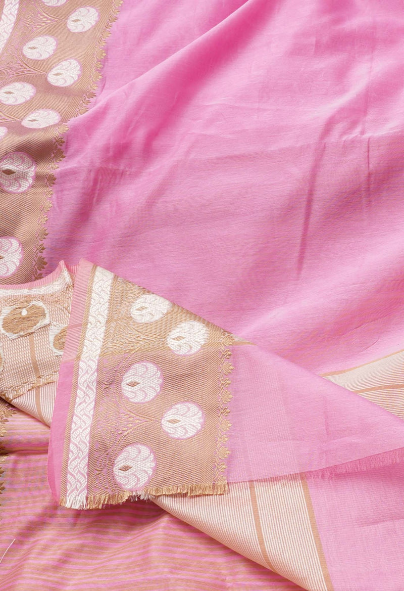 Online Shopping for Pink  Banarasi Sico Saree with Weaving from Uttar Pradesh at Unnatisilks.comIndia
