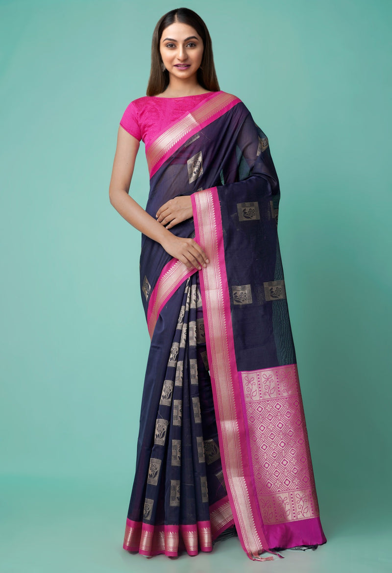 Online Shopping for Black  Bangalore Sico Saree with Weaving from Karnataka at Unnatisilks.comIndia
