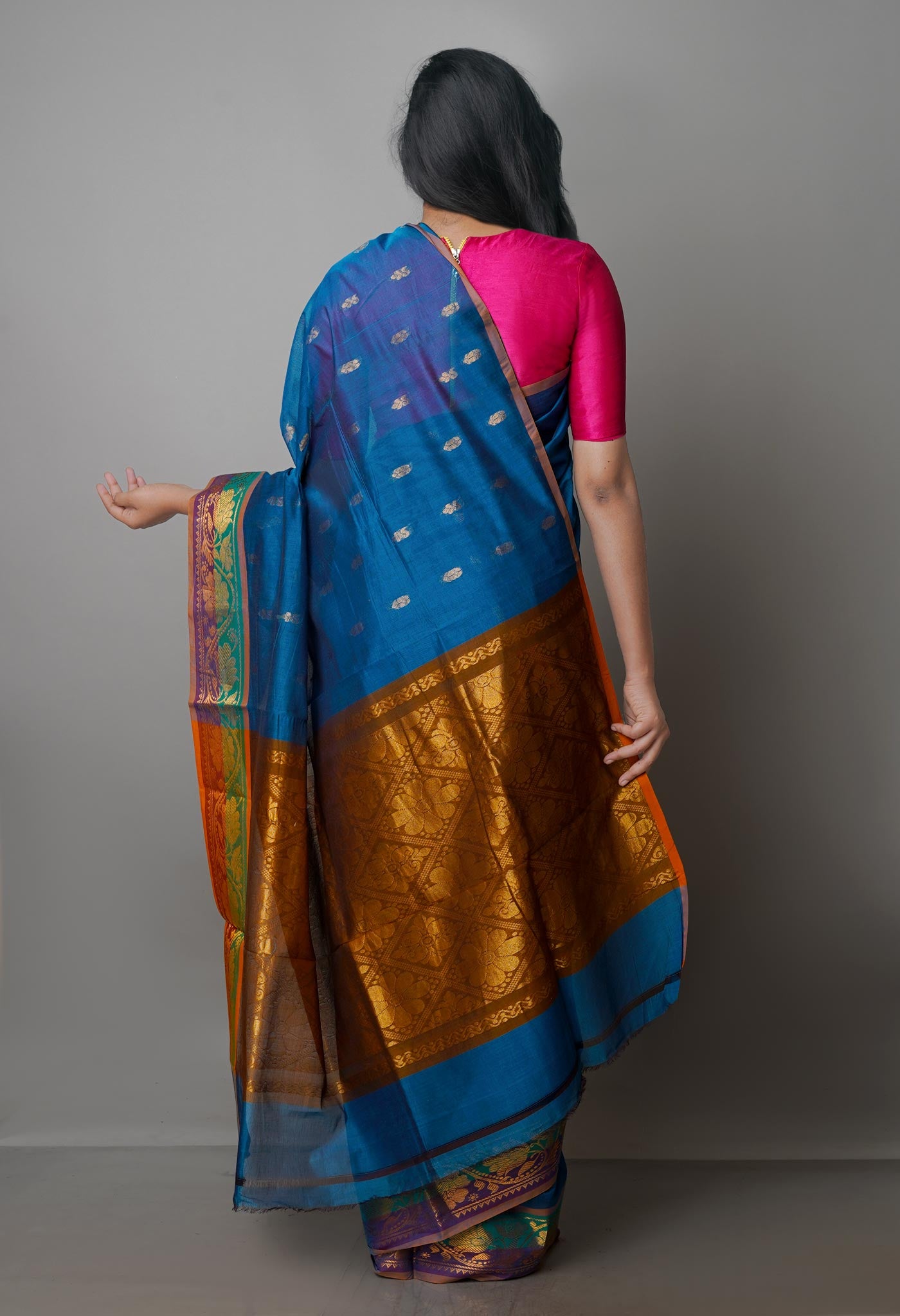 Blue Pure Handloom Pavni Venkatagiri Silk Cotton Saree