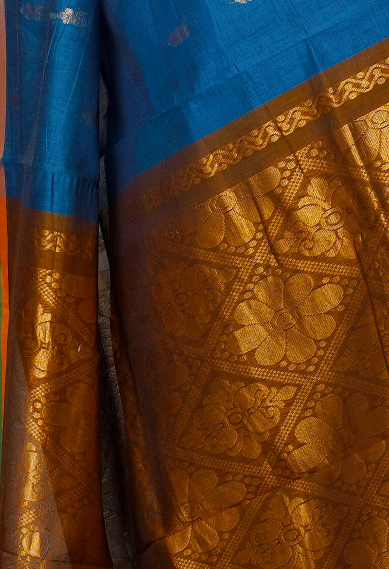 Blue Pure Handloom Pavni Venkatagiri Silk Cotton Saree-UNM47747