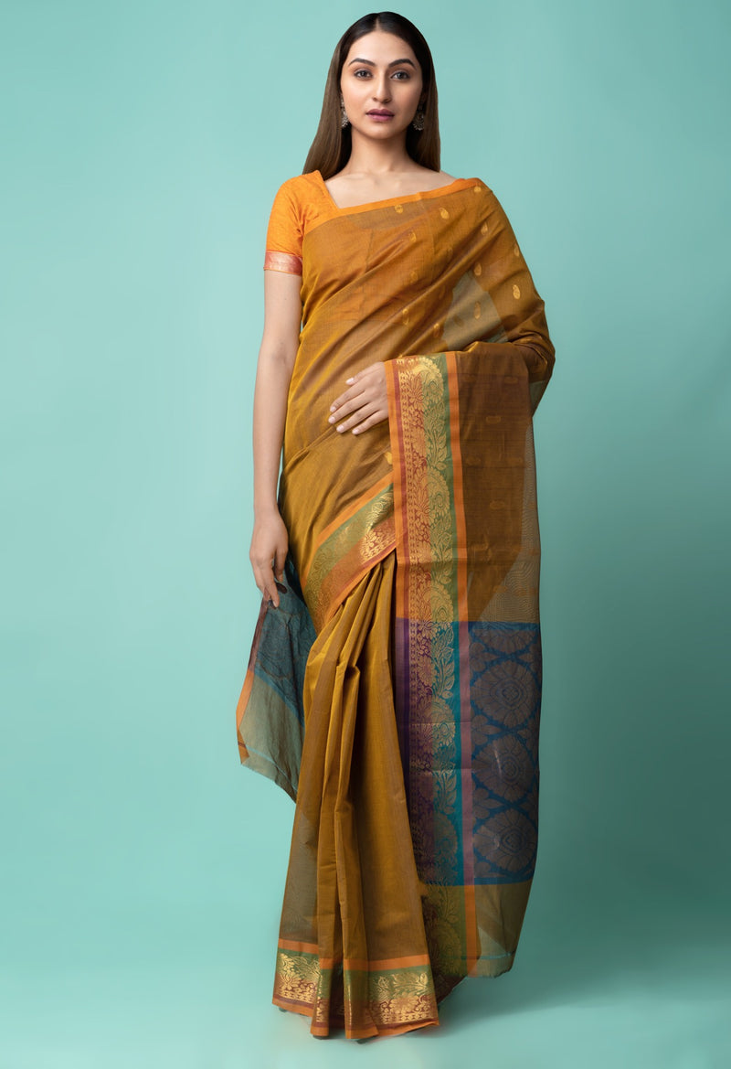 Online Shopping for Yellow Pure Handloom Venkatagiri Silk Cotton Saree with Weaving from Andhra Pradesh at Unnatisilks.comIndia
