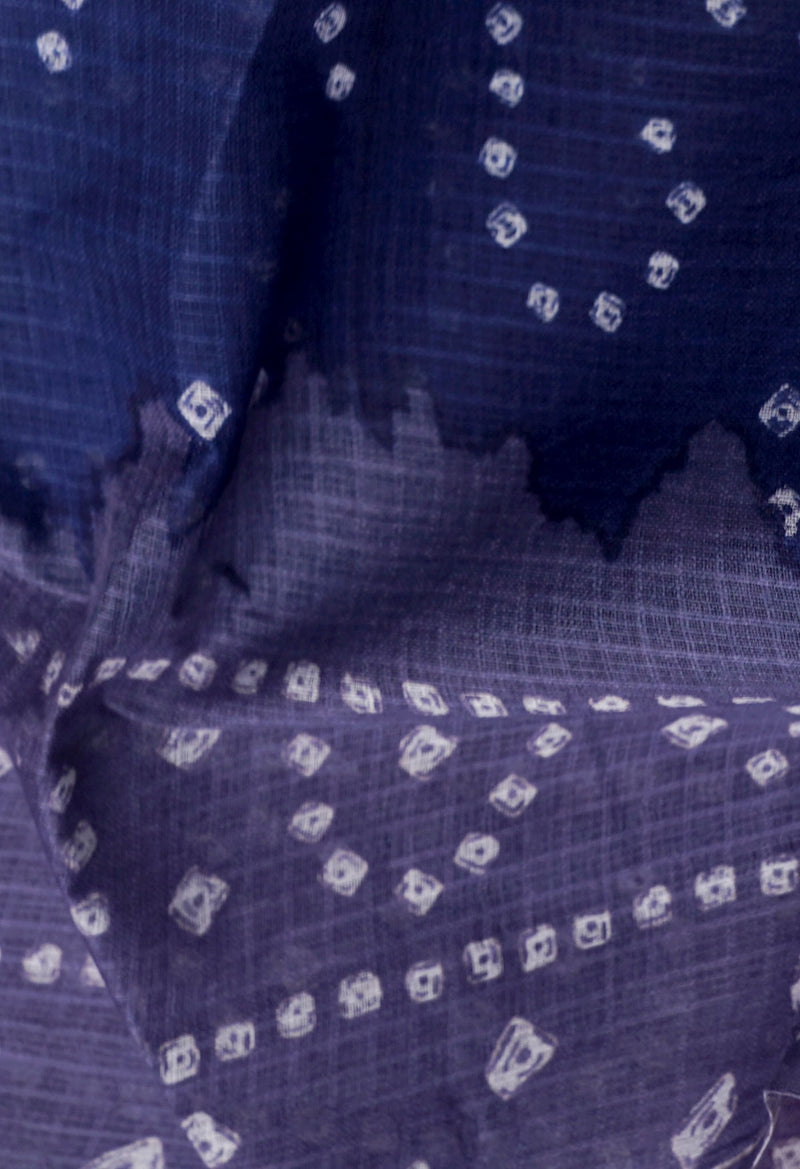 Blue  Bandhani Kota Cotton Saree-UNM49416