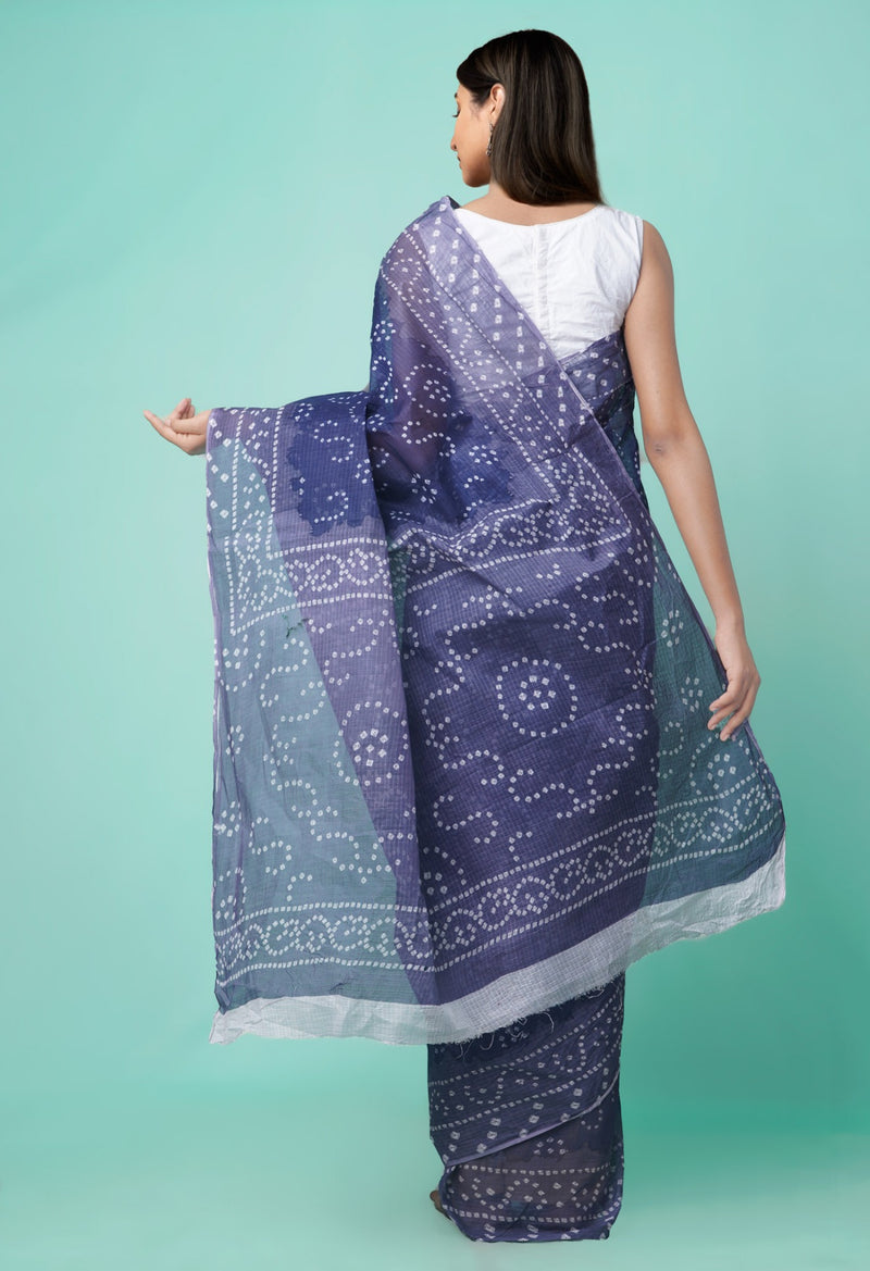 Online Shopping for Blue  Bandhani Kota Cotton Saree with Bandhani from Rajasthan at Unnatisilks.comIndia
