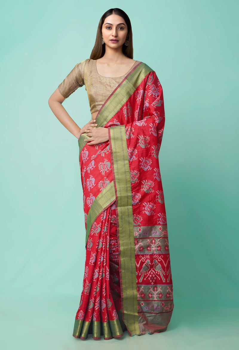 Grey  Rajkot Patola Soft Silk Saree