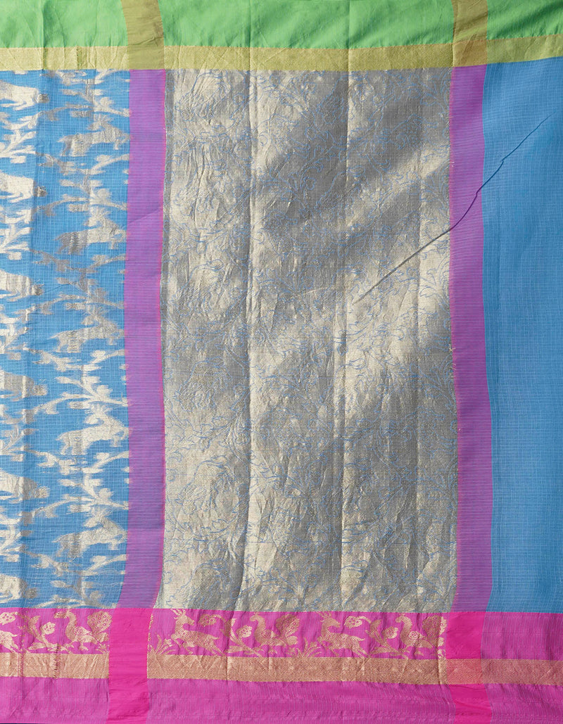 Online Shopping for Blue Pure Kota  Banarasi Saree with Weaving from Rajasthan at Unnatisilks.comIndia
