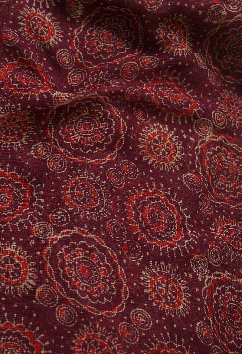 Burgundy Pure Preet Napthol Kota Cotton Saree-UNM53924