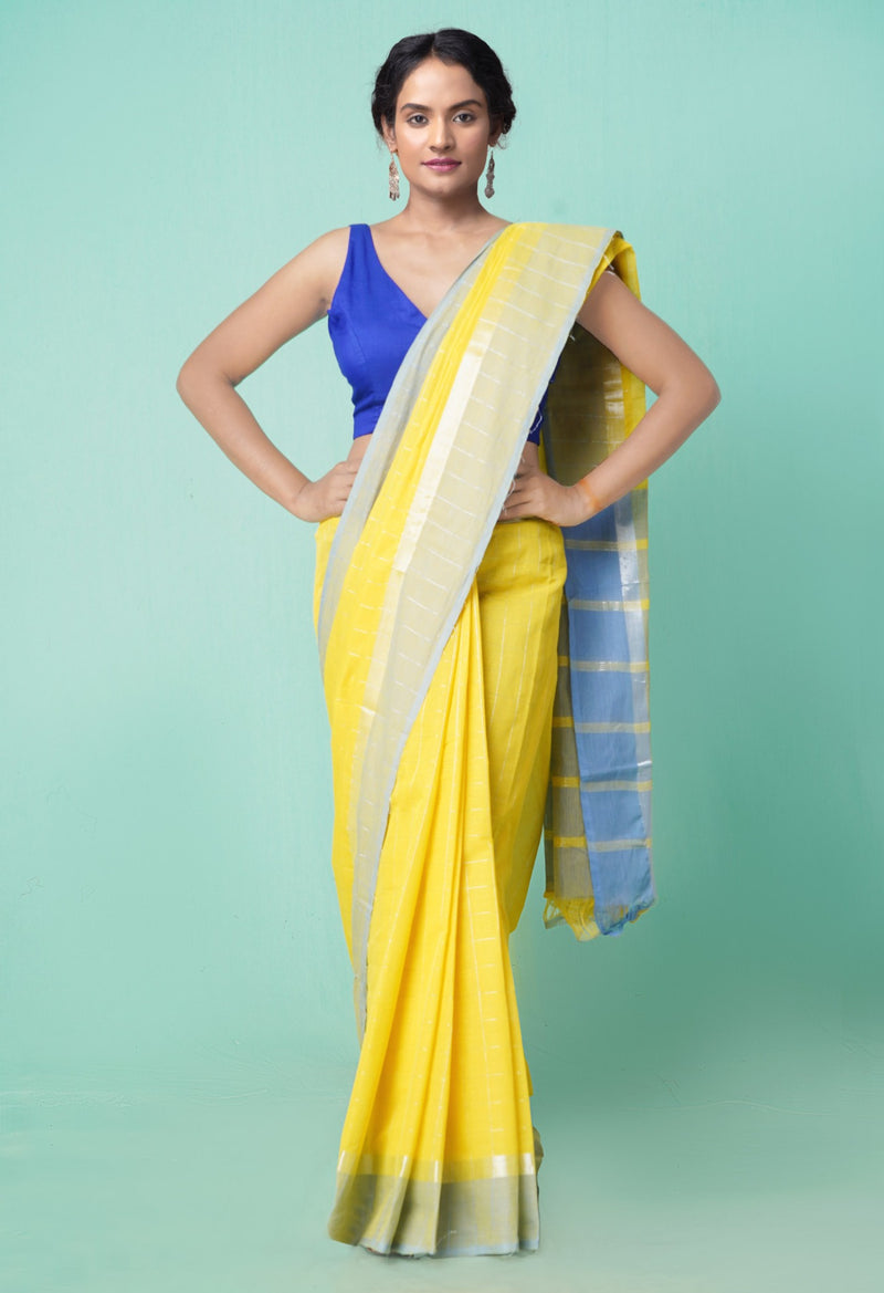 Online Shopping for Yellow Pure Pavani Mangalagiri Cotton Saree with Weaving from Andhra Pradesh at Unnatisilks.comIndia
