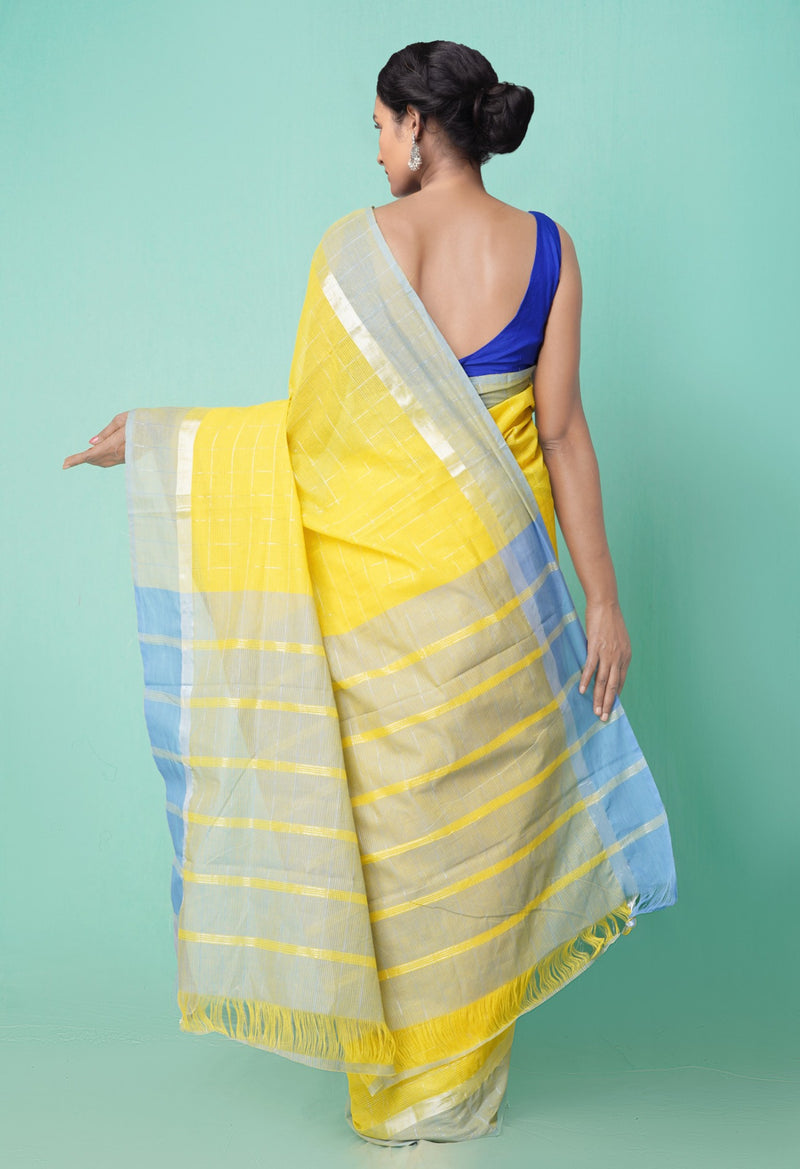 Online Shopping for Yellow Pure Pavani Mangalagiri Cotton Saree with Weaving from Andhra Pradesh at Unnatisilks.comIndia
