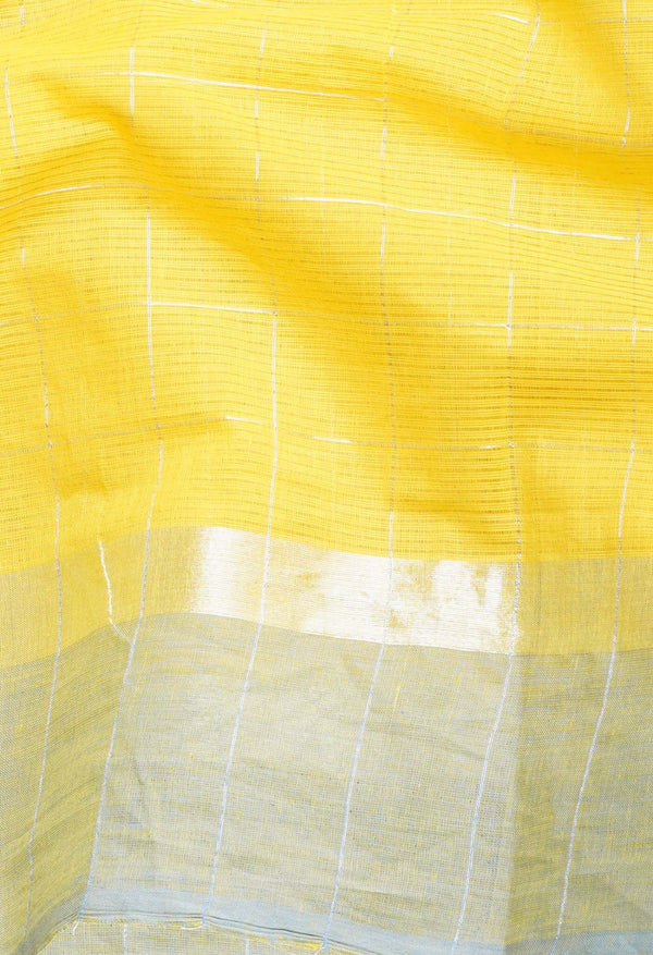 Yellow Pure Pavani Mangalagiri Cotton Saree-UNM54116