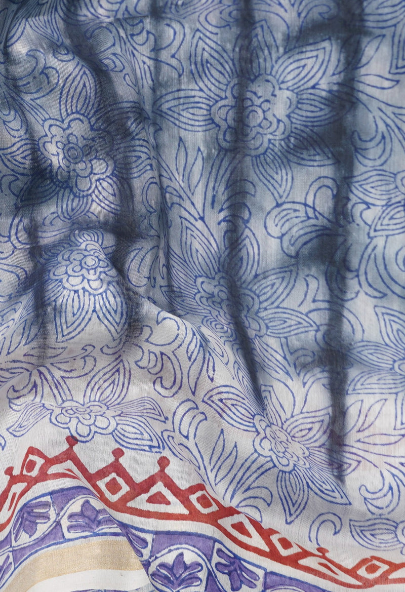 Ivory  Shibori Chanderi Sico Saree