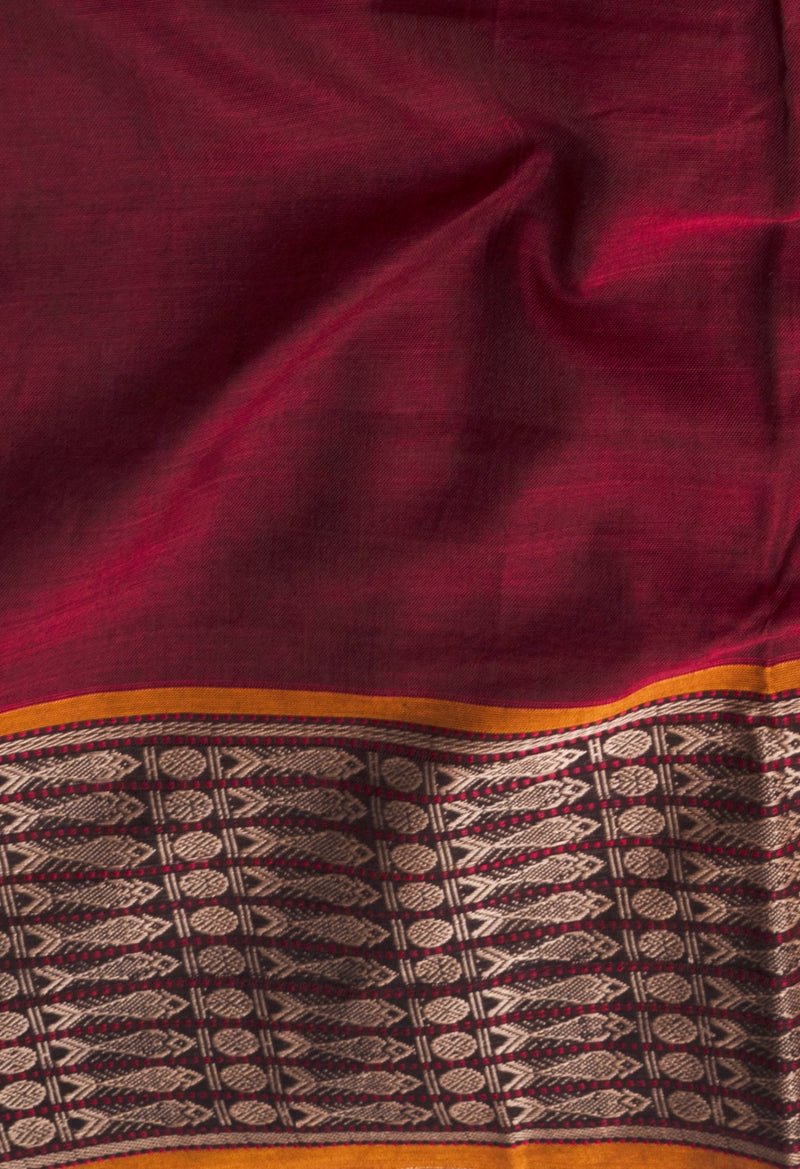 Maroon Pure Handloom Pavani Narayanpet Cotton Saree-UNM55476