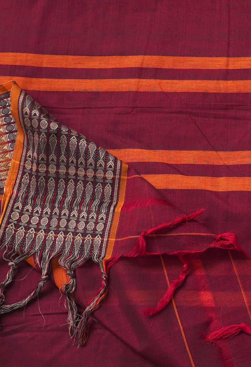 Online Shopping for Maroon Pure Handloom Narayanpet Cotton Saree with Hand Block Prints from Madhya Pradesh at Unnatisilks.comIndia
