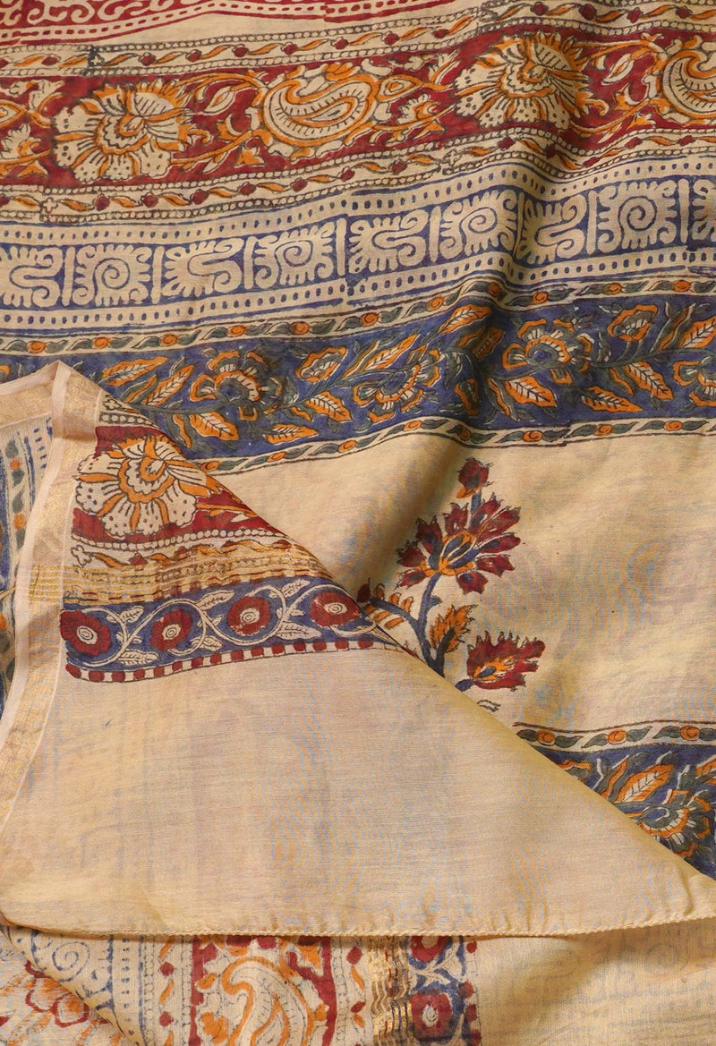 Online Shopping for Brown Pure Preet Bagru Chanderi Sico Saree with Dabu from Rajasthan at Unnatisilks.comIndia
