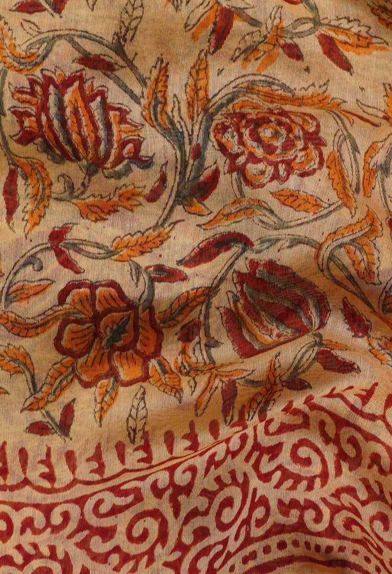 Brown Pure Preet Bagru Chanderi Sico Saree-unm56263