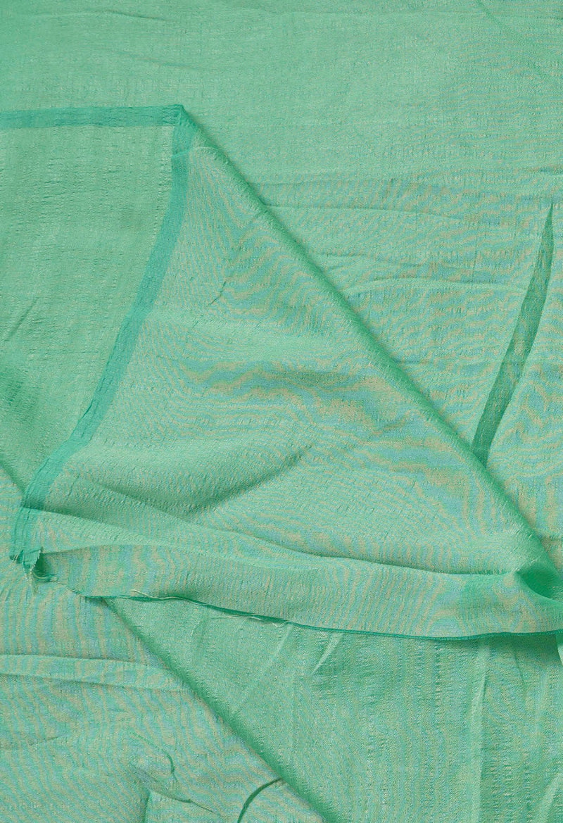 Online Shopping for Green  Plain Art Dupion Silk Saree with Weaving from Punjab at Unnatisilks.comIndia

