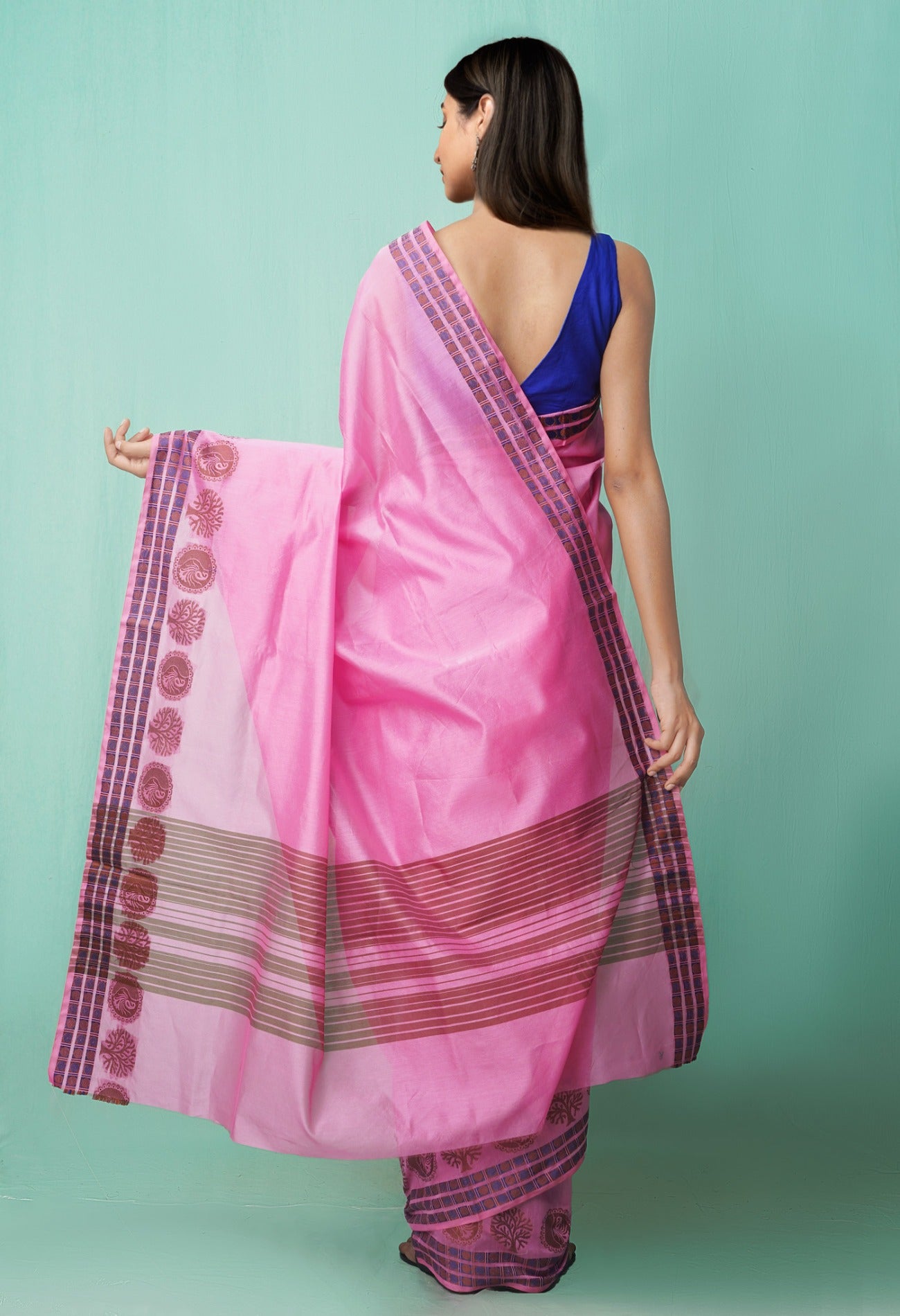 Online Shopping for Pink  Bangalore Sico Saree with Weaving from Madhya Pradesh at Unnatisilks.comIndia
