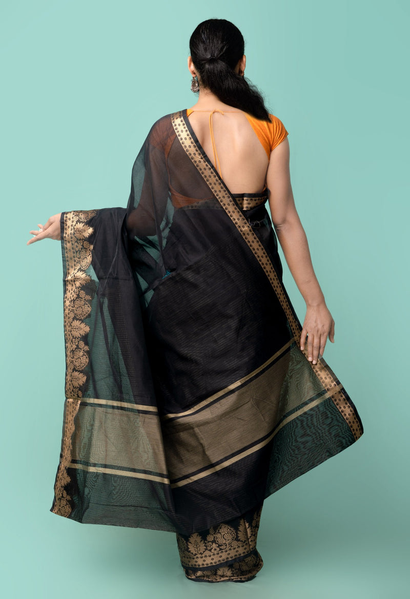 Online Shopping for Black  Bangalore Sico Saree with Weaving from Karnataka at Unnatisilks.comIndia
