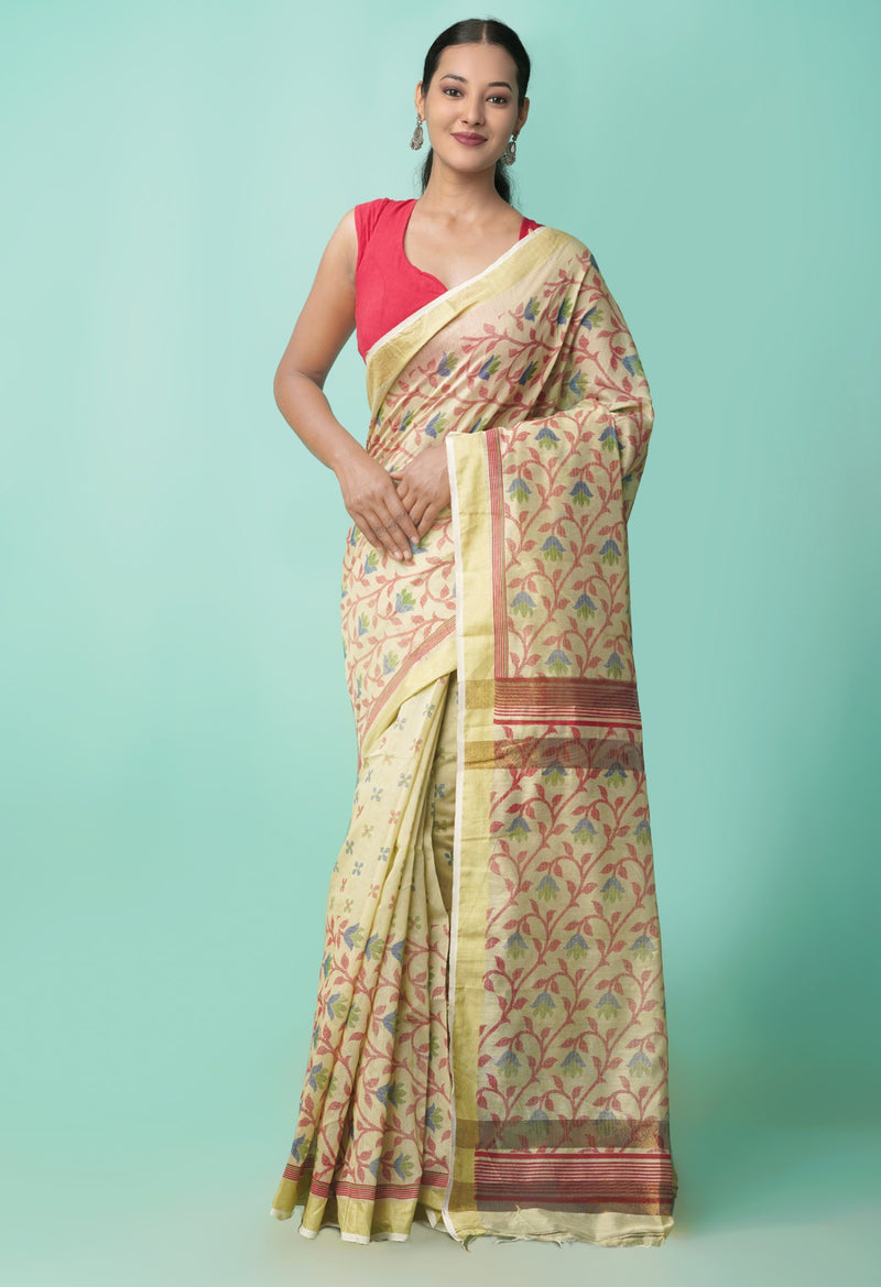 Brown Pure Handloom Bengal Linen Saree-UNM57142