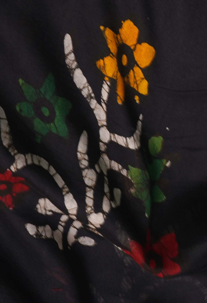 Online Shopping for Black Pure Batik Chanderi Sico Saree with Batik from Madhya Pradesh at Unnatisilks.comIndia
