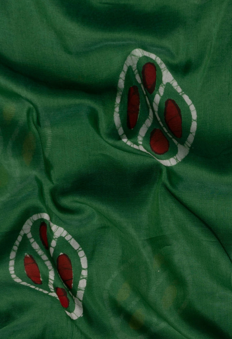 Online Shopping for Green Pure Batik Chanderi Sico Saree with Batik from Madhya Pradesh at Unnatisilks.comIndia
